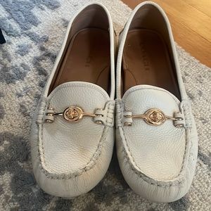 COPY - Coach ivory and gold driving loafers flats